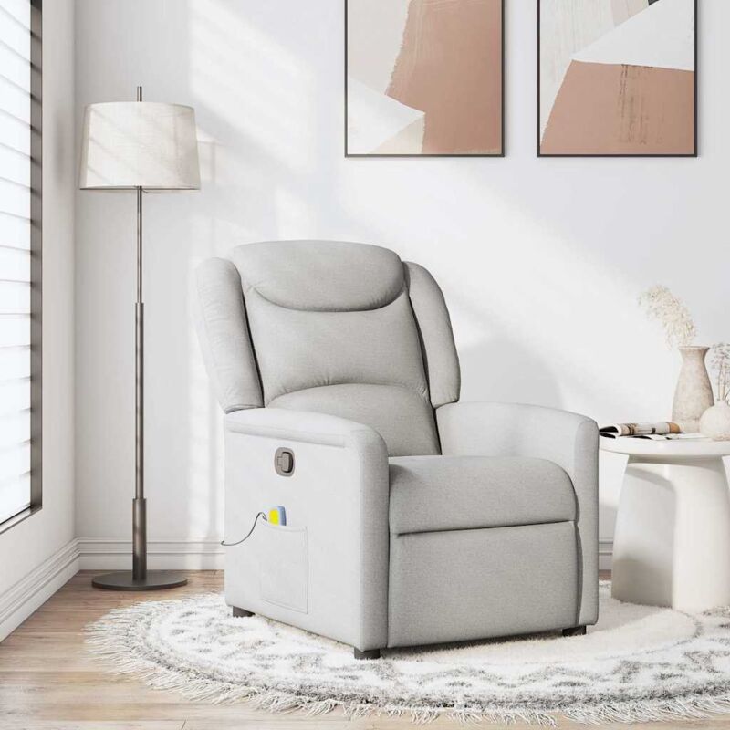 vidaXL Fauteuil de massage inclinable gris nuage tissu