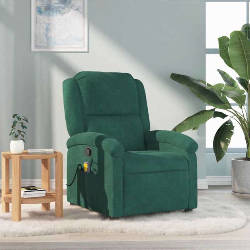 Vidaxl - Fauteuil de massage inclinable vert foncé velours
