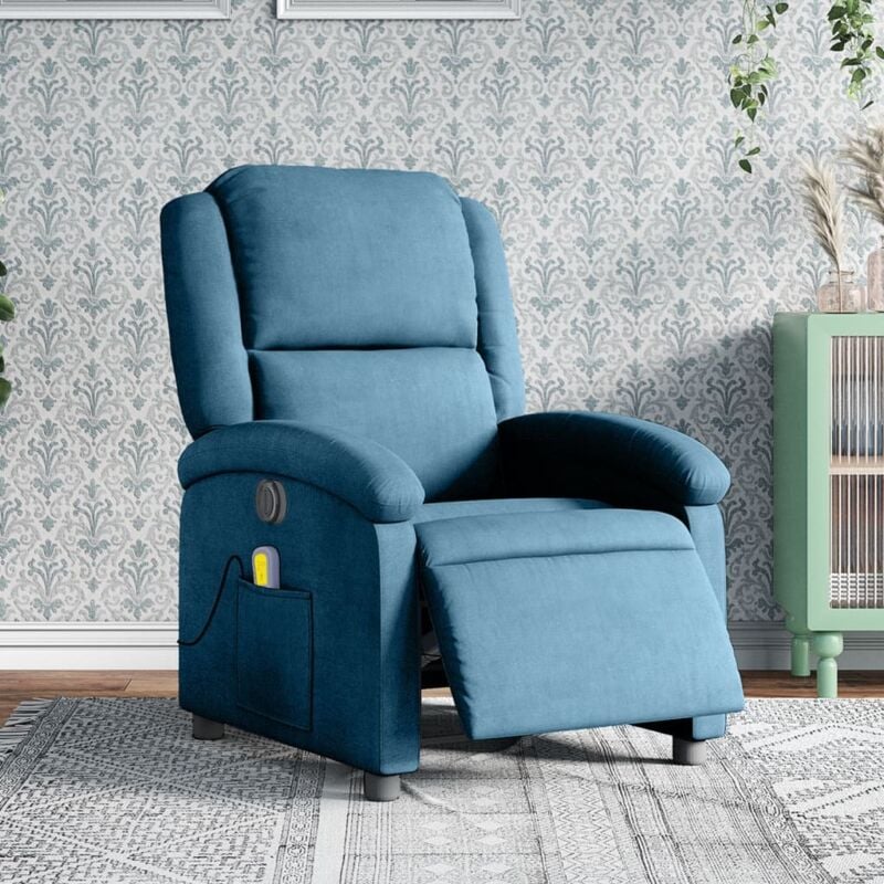 Vidaxl - Fauteuil inclinable de massage électrique bleu velours