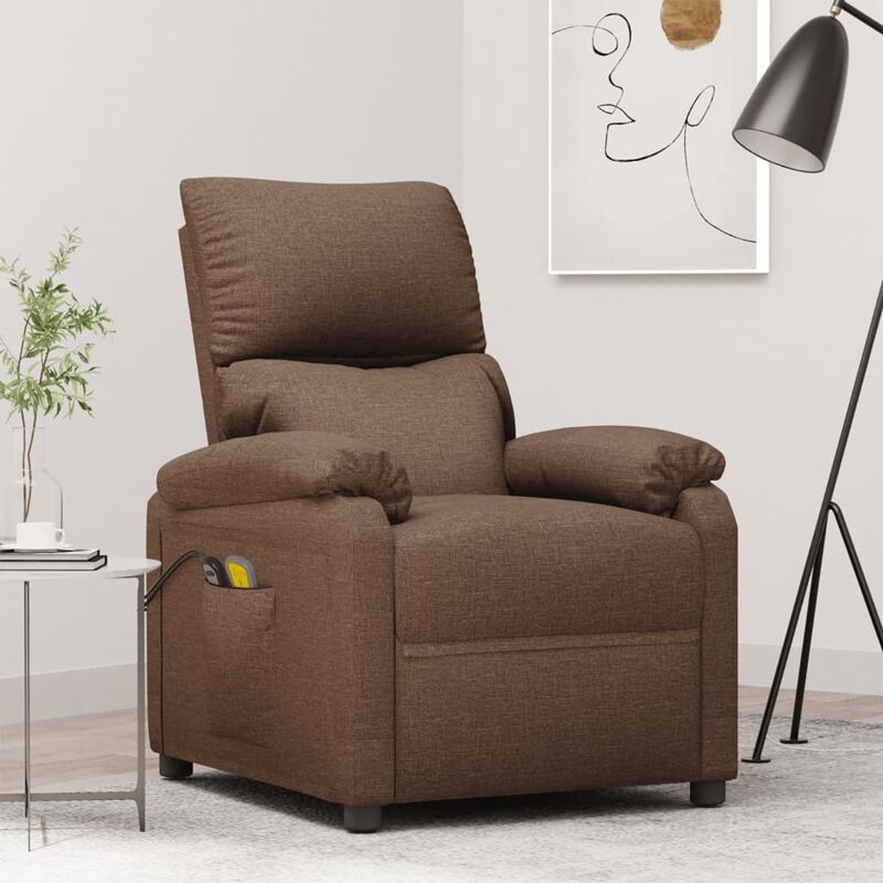 Fauteuil de massage inclinable électrique Marron Tissu