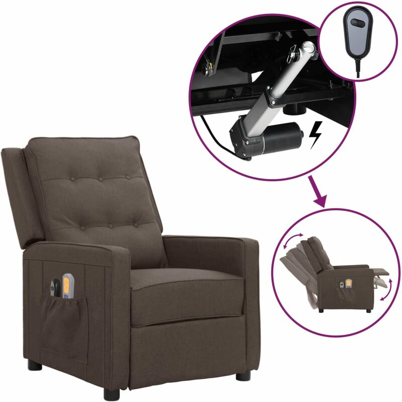 Les Tendances - Fauteuil de massage inclinable électrique Taupe Tissu