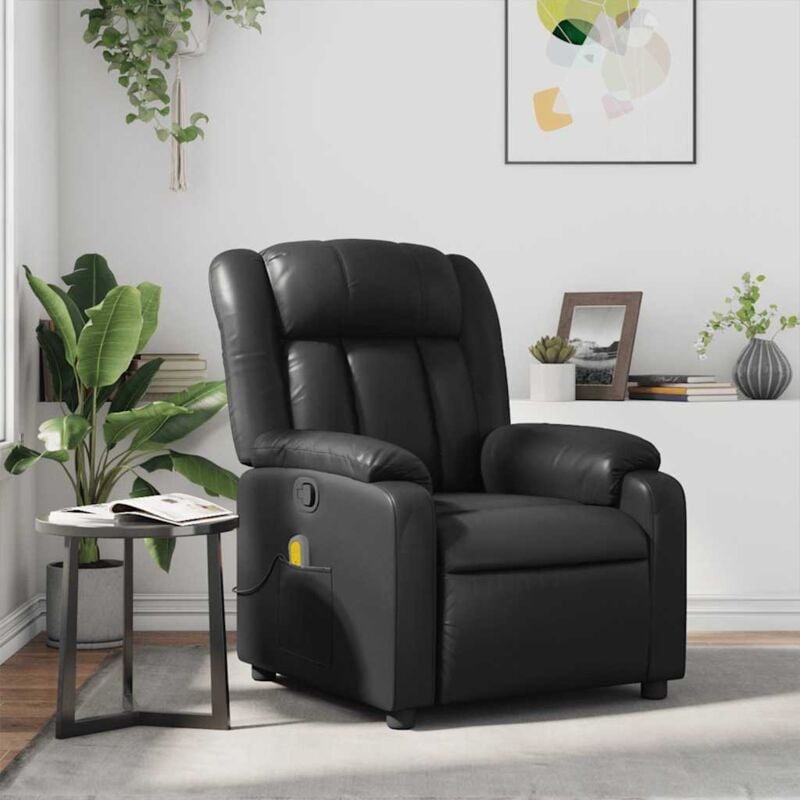 Fauteuil de massage inclinable Noir Similicuir