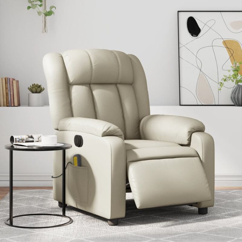 Vidaxl - Fauteuil de massage inclinable électrique crème similicuir