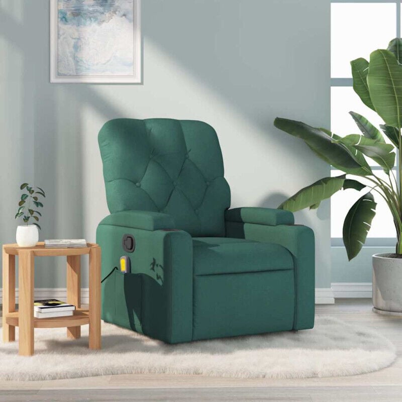 Vidaxl - Fauteuil de massage inclinable Vert foncé Tissu