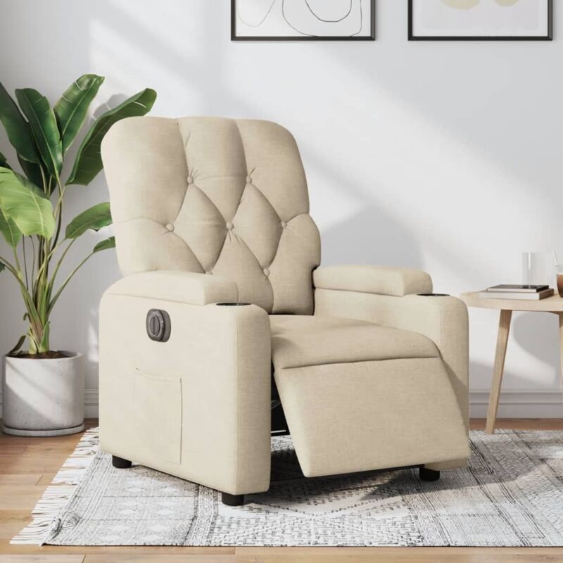 Fauteuil inclinable électrique Crème Tissu Vidaxl