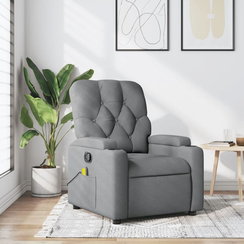 Fauteuil de massage inclinable Gris clair Tissu Vidaxl
