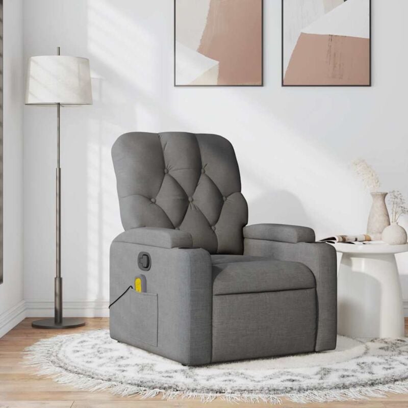 Fauteuil de massage inclinable Gris foncé Tissu vidaXL
