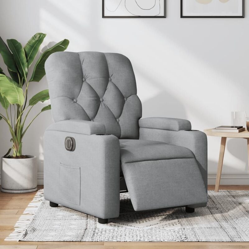 Vidaxl - Fauteuil inclinable électrique Gris clair Tissu