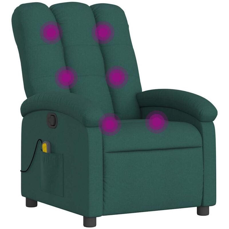 Vidaxl - Fauteuil de massage inclinable Vert foncé Tissu