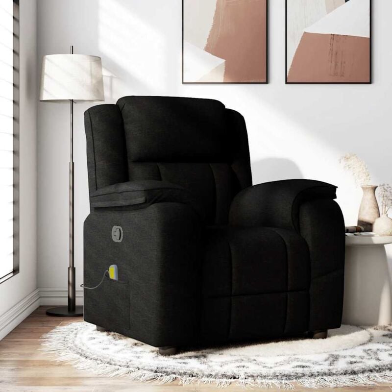 Fauteuil de massage inclinable Noir Tissu - Vidaxl