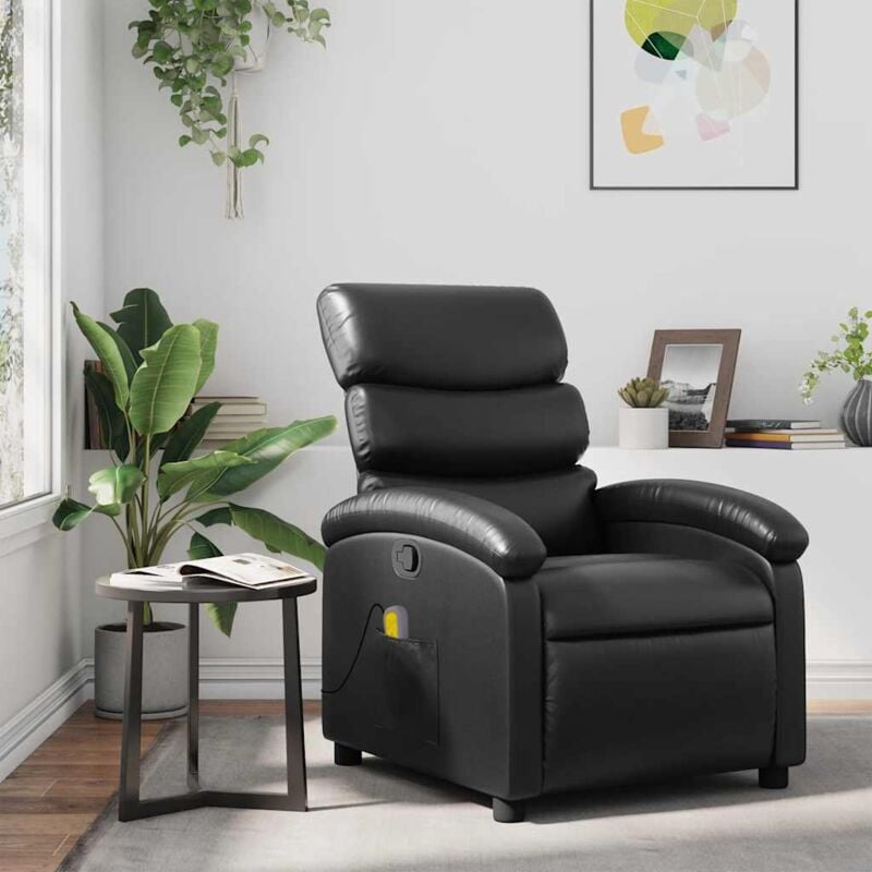 Fauteuil de massage inclinable Noir Similicuir
