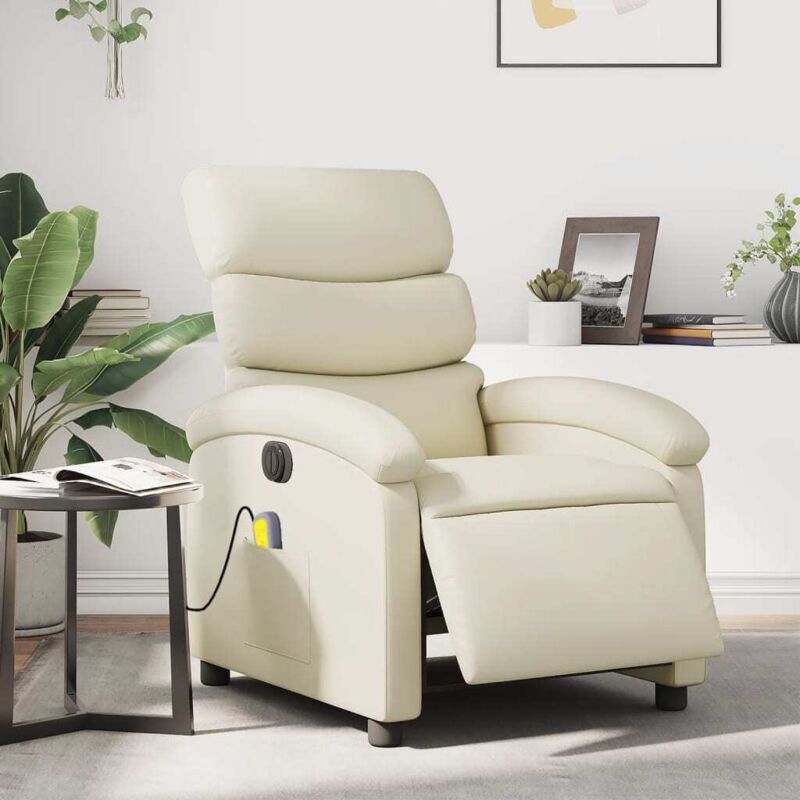 Vidaxl - Fauteuil de massage inclinable électrique crème similicuir