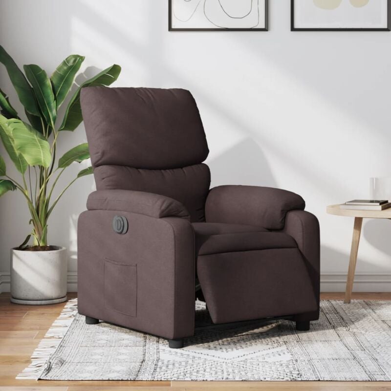Vidaxl - Fauteuil inclinable électrique Marron foncé Tissu