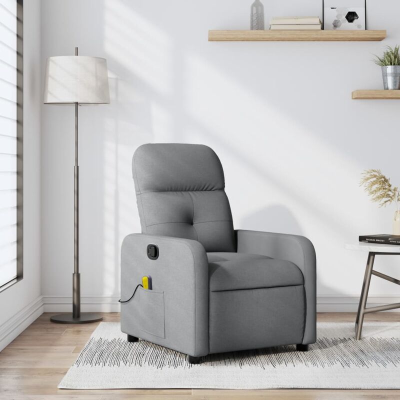 Vidaxl - Fauteuil de massage inclinable Gris clair Tissu