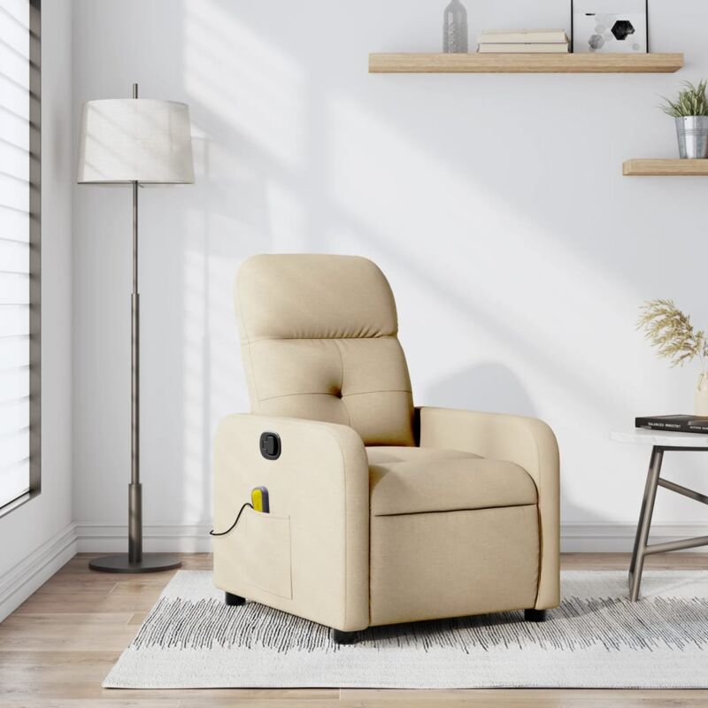 Fauteuil de massage inclinable Crème Tissu Vidaxl