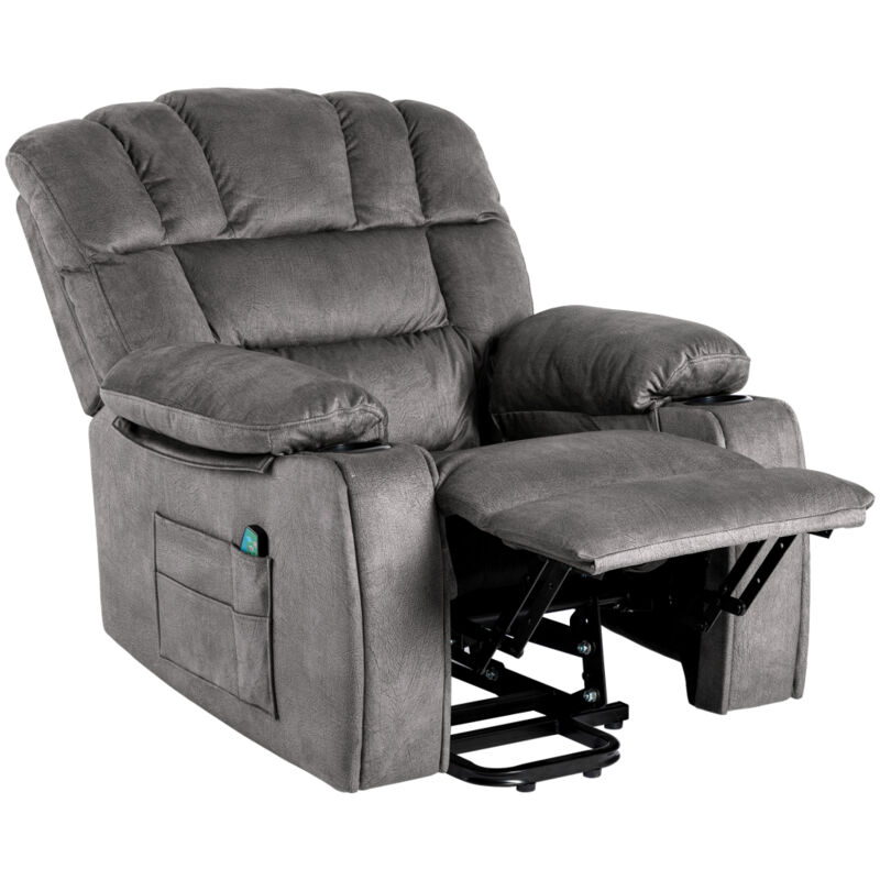 Fauteuil de massage pour personnes âgées à réglage électrique, fauteuil à réglage électrique, canapé inclinable en tissu avec 2 porte-gobelets,