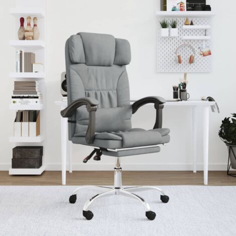 Fauteuil de Massage Relaxation  Fauteuil de Luxe inclinable de bureau Gris clair Tissu -BV80362