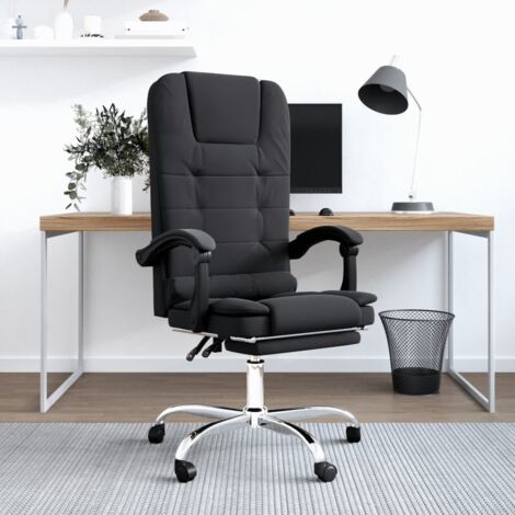 Fauteuil de Massage Relaxation  Fauteuil de Luxe inclinable de bureau Noir Similicuir -BV67488