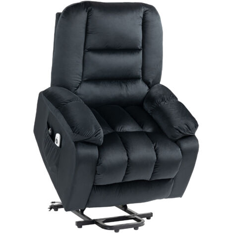Fauteuil de massage releveur chauffant - 2 télécommandes - velours noir