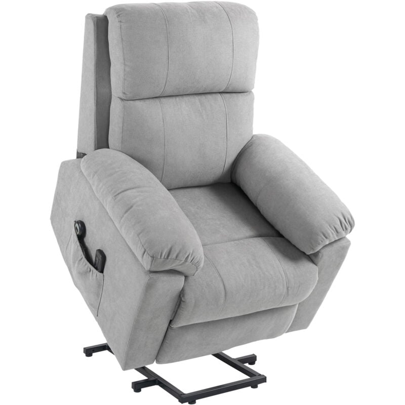 Homcom - Fauteuil de massage fauteuil releveur électrique inclinaison réglable repose-pied ajustable tissu gris clair