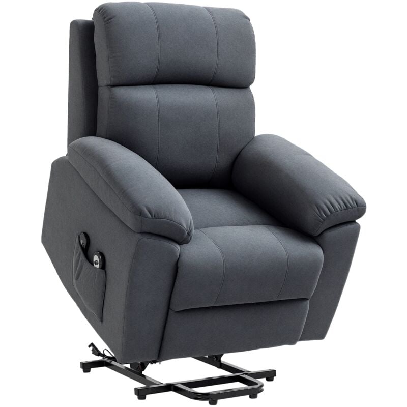 Homcom - Fauteuil de massage fauteuil releveur électrique inclinaison réglable repose-pied ajustable tissu gris