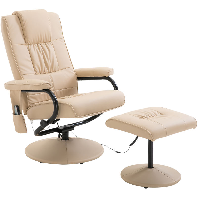 Homcom - Fauteuil de massage vibration electrique relaxation avec chauffage beige - Beige