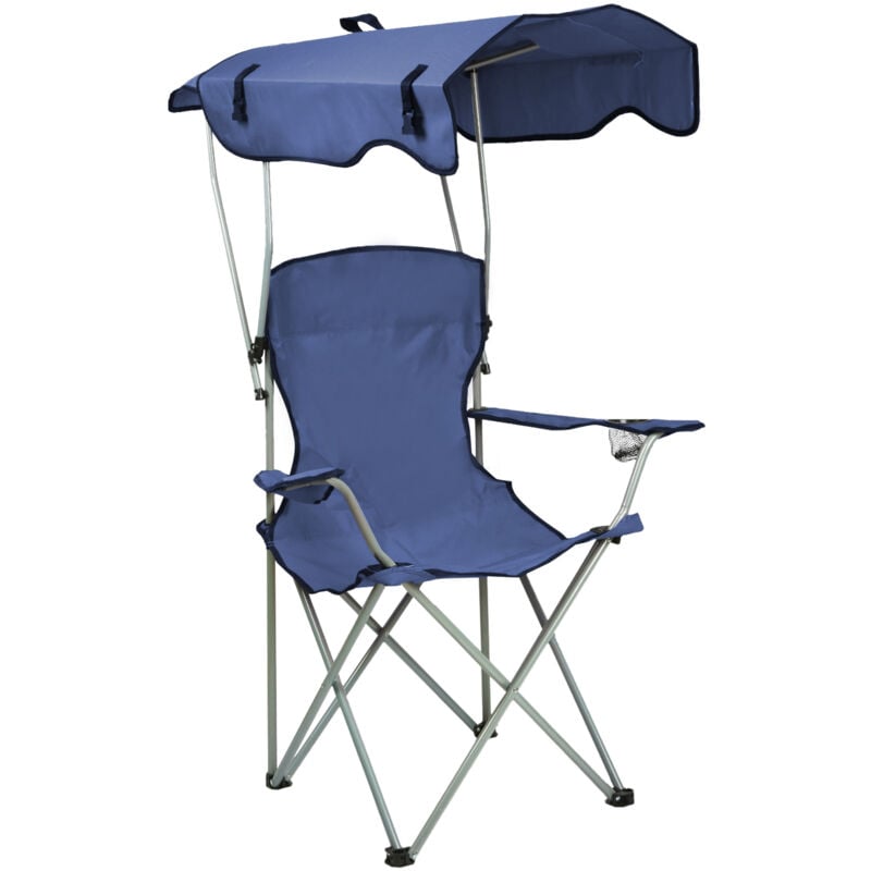 Chaise de Camping Pliable et Portable avec accoudoirs et Porte-gobelets Chaise de Pêche Chaise Plage Légère bleu