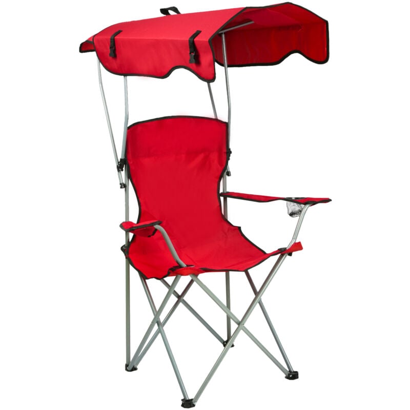 Chaise de Camping Pliable et Portable avec accoudoirs et Porte-gobelets Chaise de Pêche Chaise Plage Légère rouge