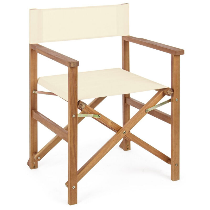Fauteuil de réalisateur en bois d'acacia et polyester naturel