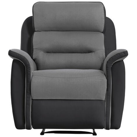 Fauteuil de Relaxation 1 place en Microfibre et Simili LÉON - Gris et Noir