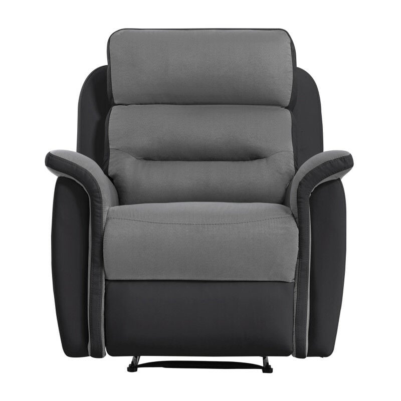 Fauteuil de Relaxation 1 place en Microfibre et Simili léon - Gris et Noir