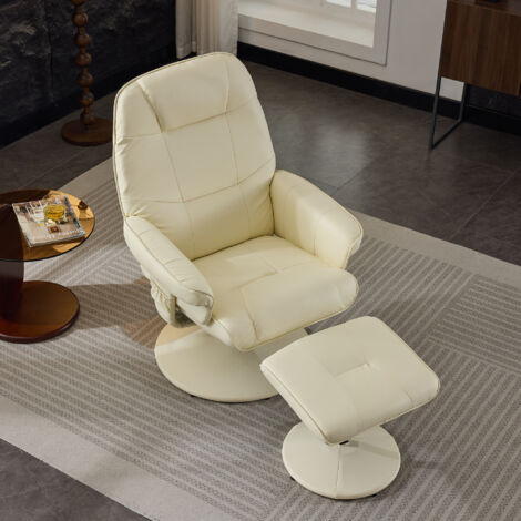 Fauteuil Relax Manuel Miliboo Nelson - Blanc, Design Moderne, Inclinable Et Pivotant, Confort Mousse Densité 24 Kg/m³ - 4
