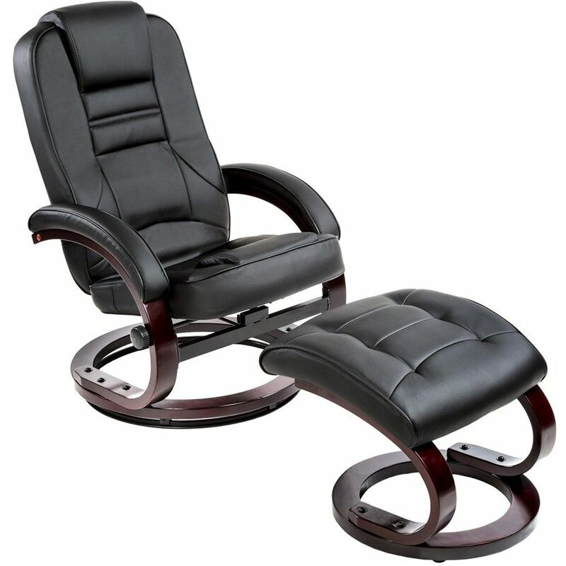 Fauteuil de relaxation détente TV avec tabouret noir