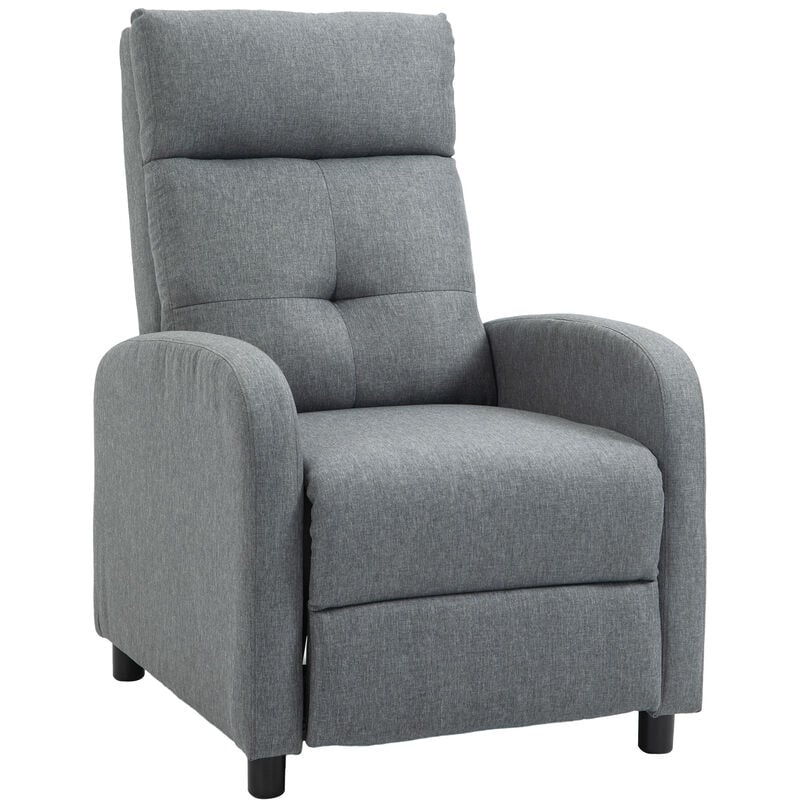 Homcom - Fauteuil de relaxation grand confort dossier inclinable repose-pied ajustable tissu gris