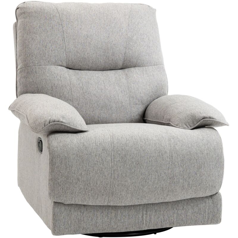 Homcom - Fauteuil de relaxation grand confort pivotant 360° dossier inclinable repose-pied ajustable tissu gris clair