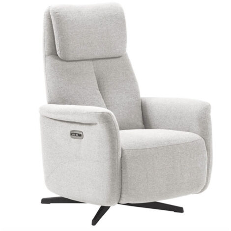 Fauteuil de relaxation électrique 2 moteurs tissu Kastelle-Gris clair
