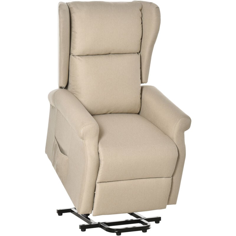 Homcom - Fauteuil de relaxation électrique fauteuil releveur inclinable avec repose-pied ajustable lin beige