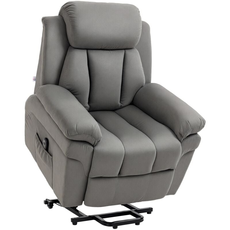 Homcom - Fauteuil de relaxation électrique fauteuil releveur inclinable avec repose-pied ajustable tissu gris
