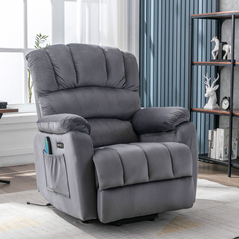 Fauteuil de relaxation électrique avec télécommande, fauteuil tv avec fonction inclinable, massage, chaleur , fauteuil inclinable en tissu, nouveau