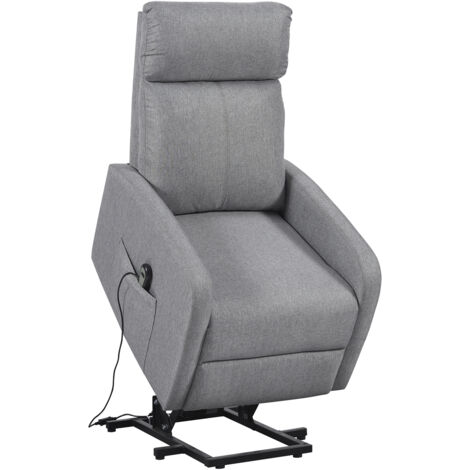 Fauteuil de relaxation éléctrique inclinable en tissu gris avec repose pieds - Longueur 64 x Largeur 93 x Hauteur 104 cm