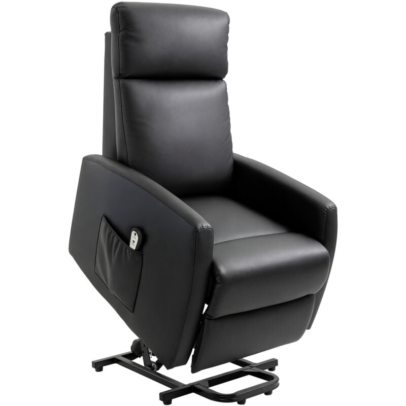 Homcom - Fauteuil de relaxation électrique fauteuil releveur inclinable repose-pied ajustable revêtement synthétique noir