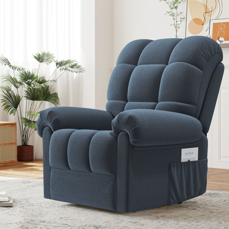 Neche – Fauteuil relax électrique en velours teddy – Inclinaison réglable 75-150° – Repose-pieds intégré – Port USB – Capacité 150 kg