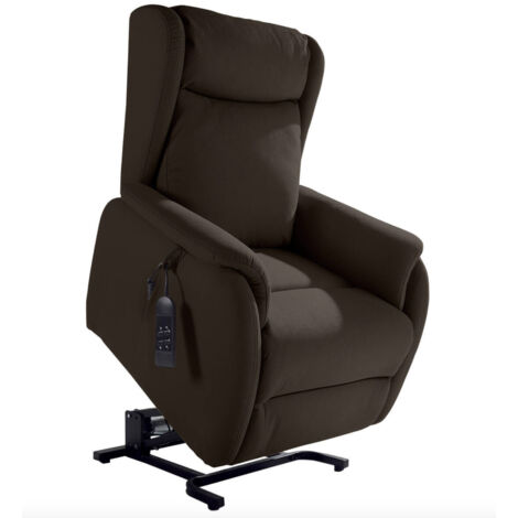 Fauteuil de relaxation et releveur 2 moteurs en nubuck 2 moteurs électriques Biza-Marron
