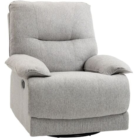 HOMCOM Fauteuil de relaxation grand confort pivotant 360° dossier inclinable repose-pied ajustable tissu gris clair