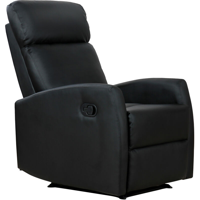 Fauteuil de relaxation inclinable 170° avec repose-pied ajustable revêtement synthétique noir