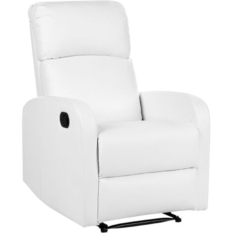 Fauteuil de Relaxation Inclinable en Cuir PU Blanc avec Éclairage LED et Port USB Idéal pour Soirée Télé et Cinéma à Domicile Beliani - Blanc