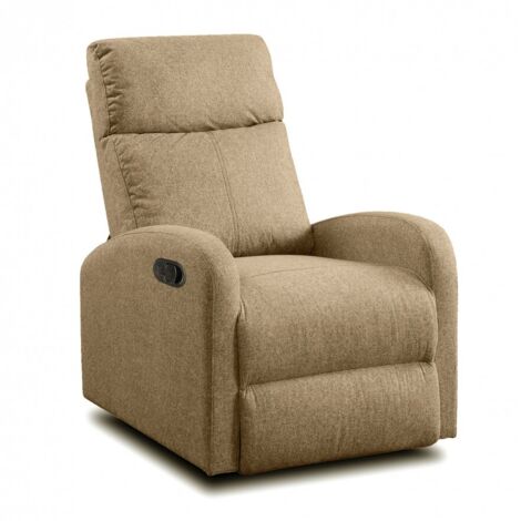 Fauteuil de relaxation inclinable manuel en tissu marron - Hauteur 95 x Longueur 95 x 97 cm