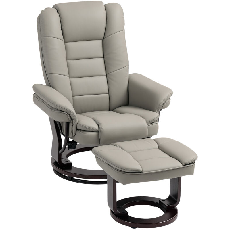 HOMCOM - Fauteuil de relaxation avec repose-pied - Revêtement synthétique - 85x82x106cm - marron