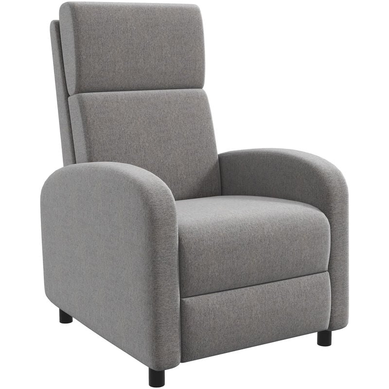 Homcom - Fauteuil de relaxation inclinable réglable repose-pied tissu gris