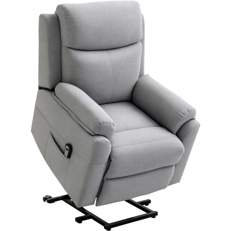 Homcom - Fauteuil de relaxation électrique - fauteuil releveur inclinable avec repose-pied ajustable et télécommande - tissu polyester aspect lin